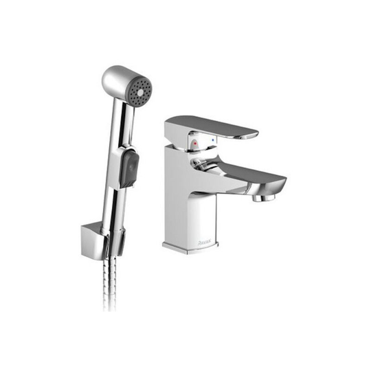 Single lever basin mixer with bidet hand shower and wall bracket, Chrome (X070076) - Ravak