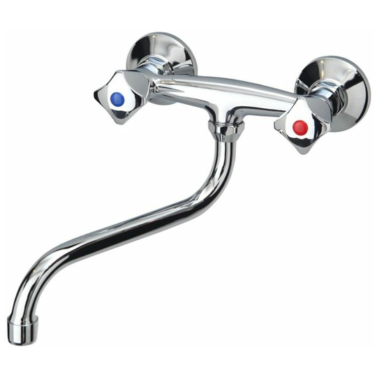Basin 's' Spout Chrome Mixer Tap Sink Faucet Classic Two Handle Design