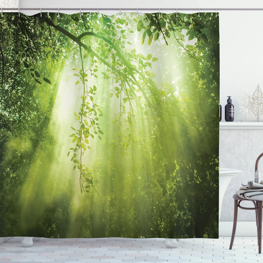 Bhavishya 13 Piece Polyester Shower Curtain Set
