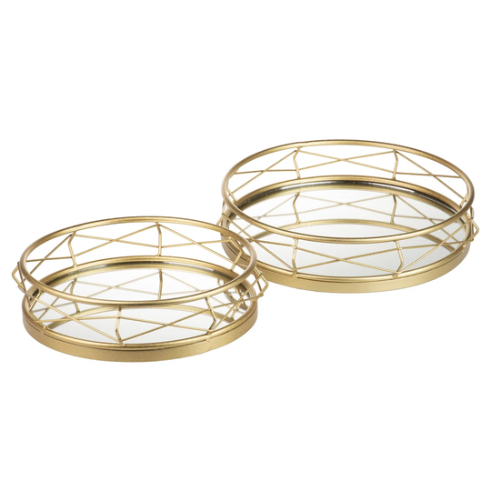 Metal / Glass Set 2 Trays 39x39x8/34x34x7 Cm