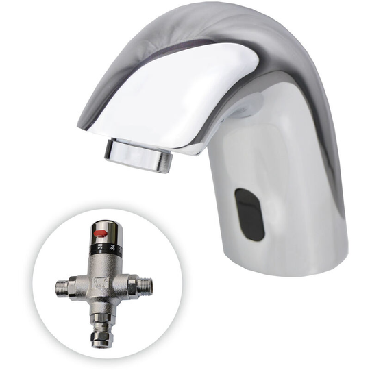 Cairo Contemporary Sensor Activated Basin Sink Mono Mixer Tap With TMV Valve