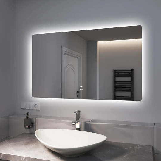 LM09 LED Bathroom Mirror 100X60cm Bathroom Mirror With Warm White/Cold White/Natural Light Illumination And Touch Switch IP44 Energy Saving