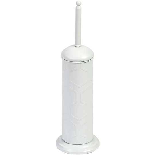 Hex Embossed Steel Toilet Brush - White - White