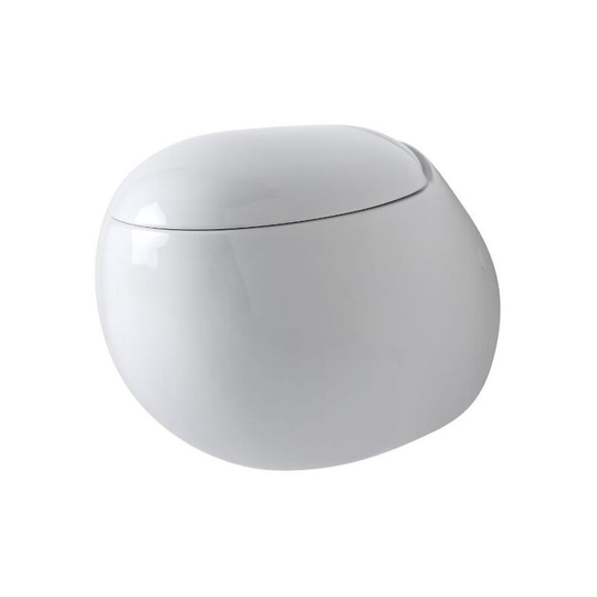 Milano - Mellor - White Ceramic Modern Bathroom Wall Hung Round Toilet wc and Soft Close Seat
