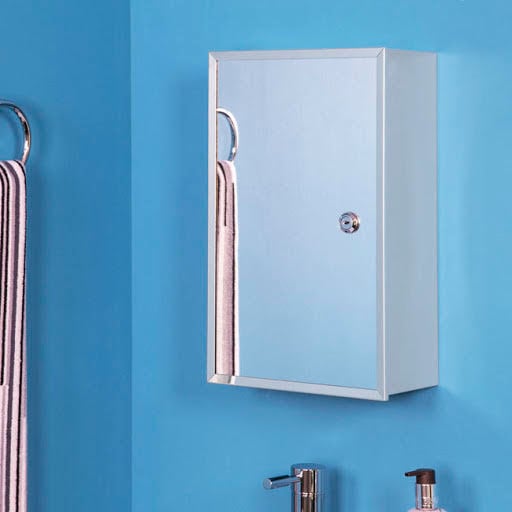 Croydex Trent Single Door Stainless Steel Lockable Medicine Cabinet 400 x 250mm - WC846005
