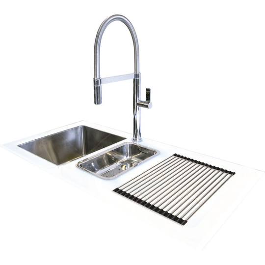 N.s.s - Reflection Glass Kitchen Sink White rhd 1.5 Bowl 1000x500mm - white - white
