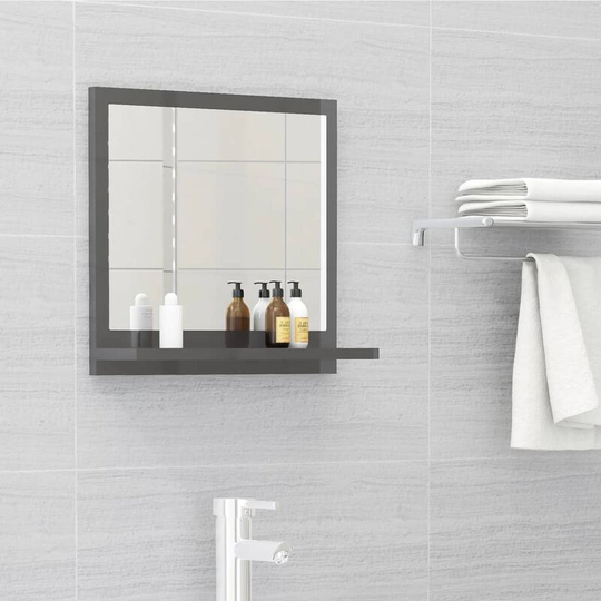 Bathroom Mirror High Gloss Grey 40x10.5x37 cm Chipboard FF804561_UK - Topdeal