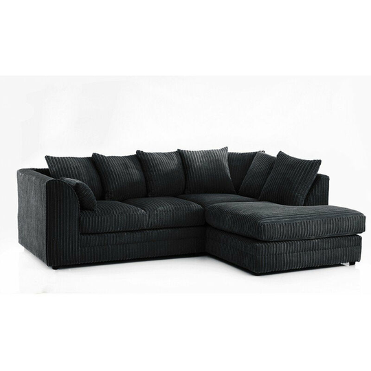 Hart Prime Cord Fabric Corner Sofa Black Right Hand - Black