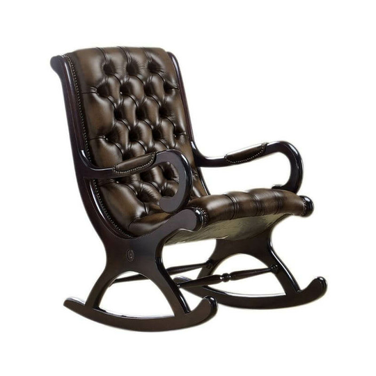 Chesterfield York Slipper Rocking Armchair Antique Brown Leather