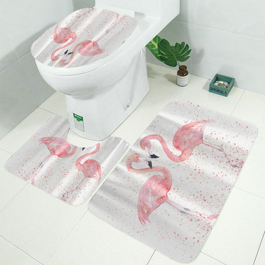 3 Piece Non-slip Mat Toilet Cover Toilet Bathroom Decor (Bathroom Mat Set)