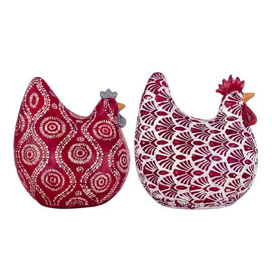 2 Piece Mccurley Hens Resin Figure Set
