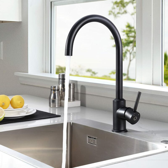 Kitchen Faucet Brushed Stainless Steel 360° Swivel High Pressure Kitchen Faucet Kitchen Mixer Tap(Black)