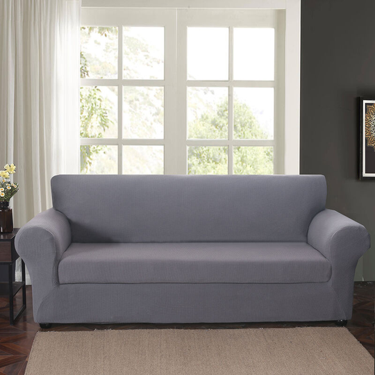 Armchair cover Solid color elastic stretch sofa cover (gray, 1 seat)