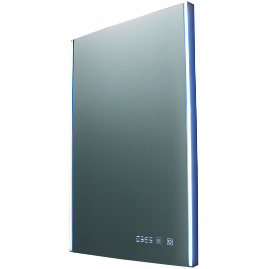 Athena 400mm x 700mm Illuminated led Mirror with Clock - Chrome
