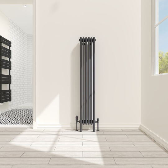 NRG - Traditional 4 Column Radiator Cast Iron Style Heating Rads Vertical Anthracite 1500x290mm