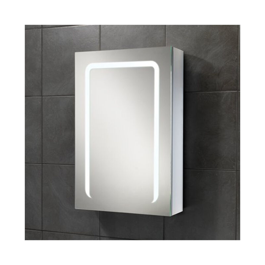 Stratus 50 Aluminium led Single Door Bathroom Cabinet 700mm h x 500mm w x 150mm d - HIB