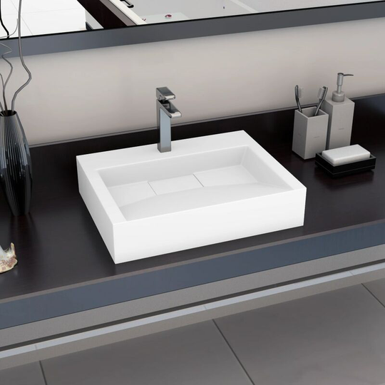 Wash Basin 60x38x11 cm Mineral Cast/Marble Cast White VDTD05902 - Topdeal