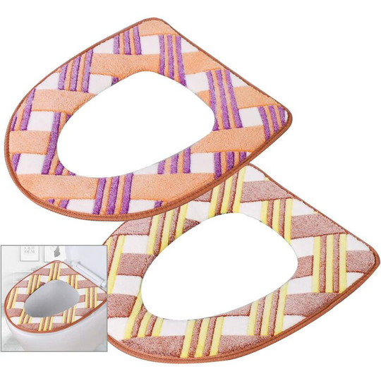 2 Pieces Premium Toilet Seat Cushion with Velcro Soft Thickened Toilet Seat Washable and Reusable - Plaid