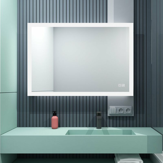 600x500mm Illuminated led Bathroom Mirror with Demister Pad Touch Sensor 3 Color Dimmable Wall Mounted Vertical Horizontal