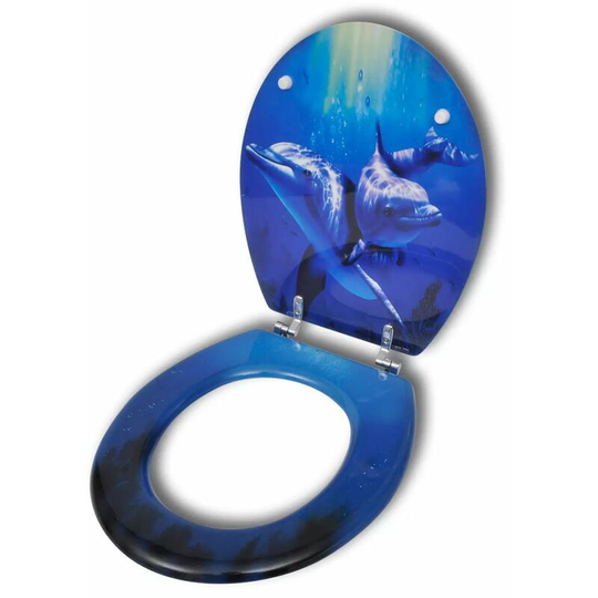 Wc Toilet Seat mdf Hard Close Lid Spectacular Look Dolphins VDTD03718