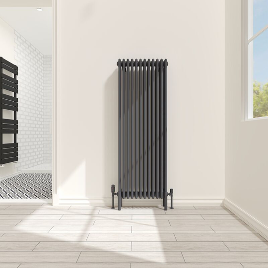 NRG - Traditional 4 Column Radiator Cast Iron Style Heating Rads Vertical Anthracite 1500x560mm