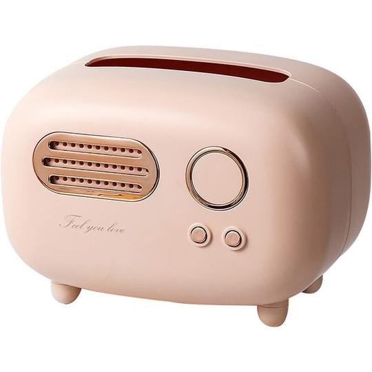 Tissue box, retro radio pattern tissue holder cute pink tissue box, decorative tissue box, tissue box