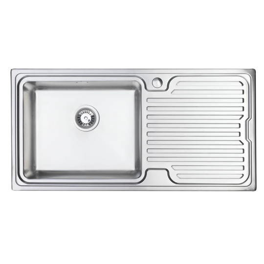 100cm x 50cm Single Bowl and Drainer Left Hand Main Bowl Kitchen Sink