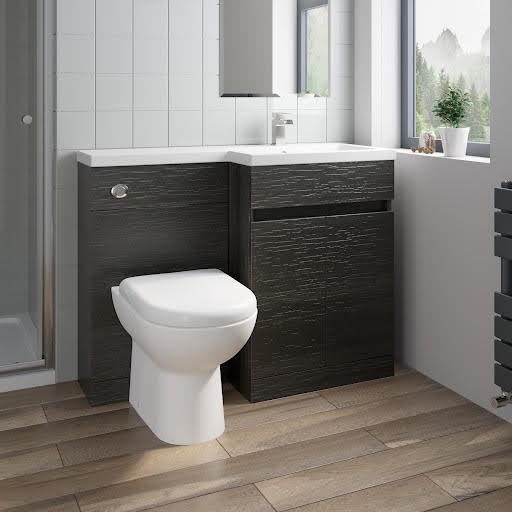 Artis Flat Pack Toilet & Basin Vanity Unit Combination - 1100mm Charcoal Grey Right Hand