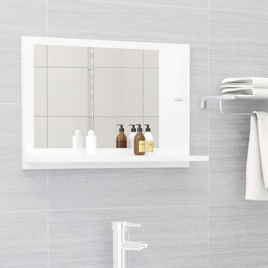 Bathroom Mirror High Gloss White 60x10.5x37 cm Chipboard