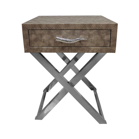 Faux Snake Leather 1 Drawer End