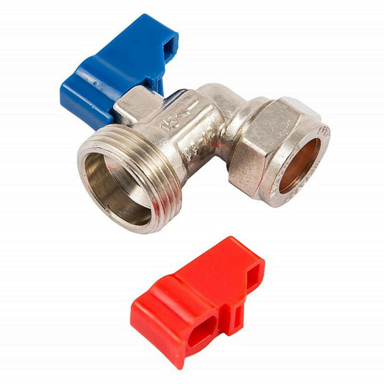 15mm x 3/4'' Straight Washing Machine Valve - Pack of 10 - Chrome