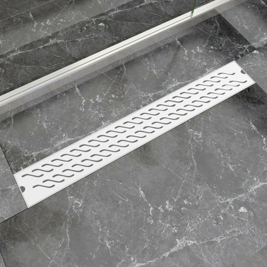 Linear Shower Drain Wave 830x140 mm Stainless Steel VD04365 - Hommoo