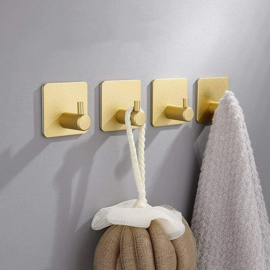 Perlerare - Stainless Steel Power Load Adhesive Hooks, Stylish Style Anti-rust Wall Hooks for Kitchen/Bathroom/Door (4PCS)