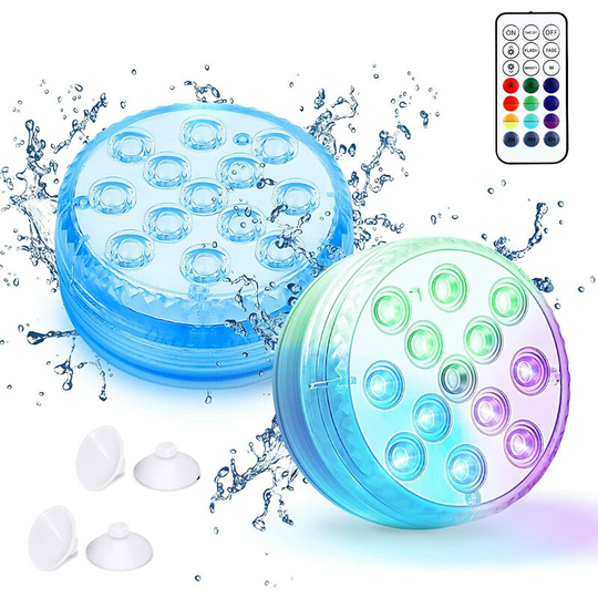 Sunflowergb - Submersible led Light, 2 Pieces 13 Multicolor LEDs Swimming Pool Lights with Remote Control Underwater Lights IP68 Lighting Bathtub