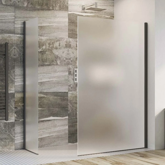 Nehls 1180Mm Black / Frosted Fixed Shower Screen