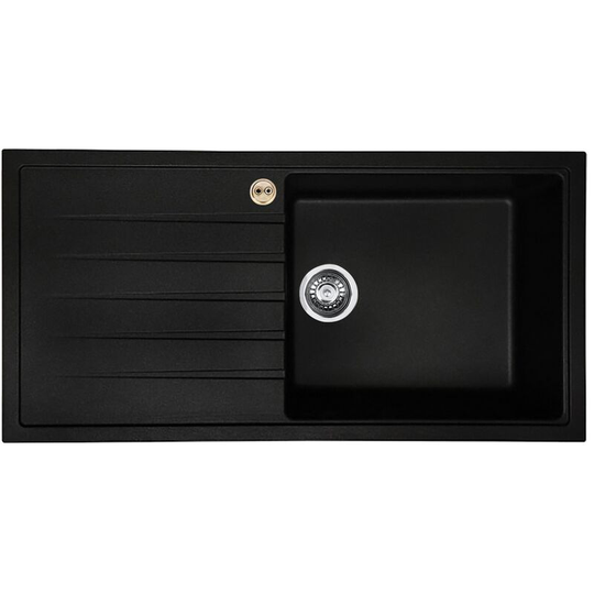 Bristan - Gallery Quartz Easyfit 1.0 Bowl Kitchen Sink lh Drainer 1000mm l x 500mm w - Black
