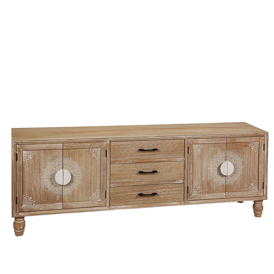 Cabinet 2 Doors+3 Drawer Pine Wood+Paulownia+Mdf
