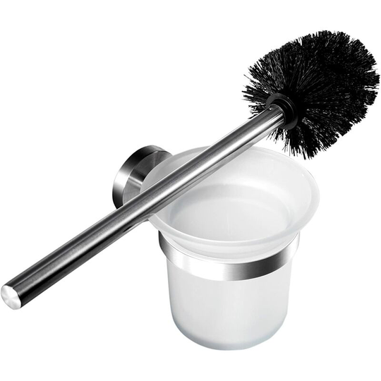 Exclusive Stainless Steel Toilet Brush Holder | Toilet brush set with bathroom glass holder (stainless steel (brushed))