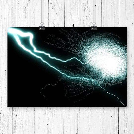 'Blue Abstract Art Lightening' Graphic Art