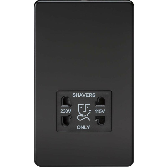 Black dual voltage shaver socket - Black - Mode