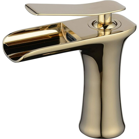 Perlerare - Single Handle Brass Bathroom Sink Faucet, Single Handle Sink Faucet with Ceramic Cartridge, Polished Gold