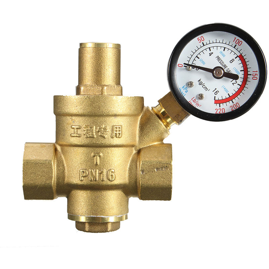 Asupermall - DN15 1/2¡± Brass Water Pressure Maintaining Valves Regulator Adjustable Relief Valves With Gauge Meter 85*63mm