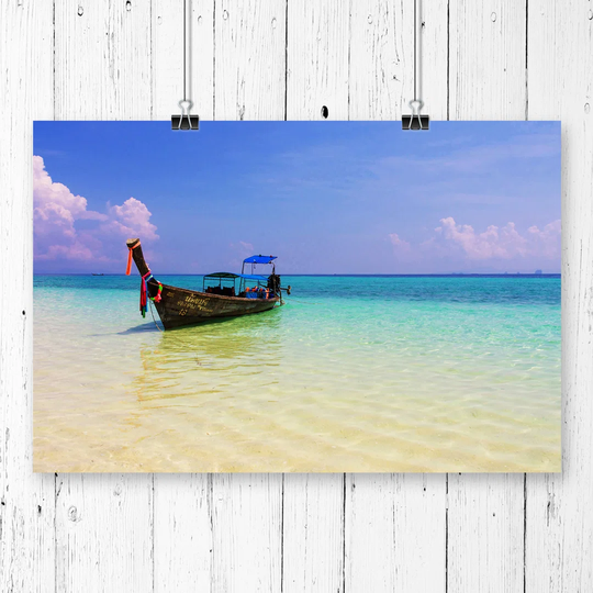 'Longboat Boat in Thailand Seascape' Photographic Print