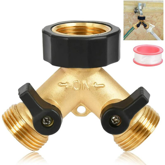 Double washing machine tap 2-way Y-Distributor 3/4 Inch for Connection of 2 Appliances