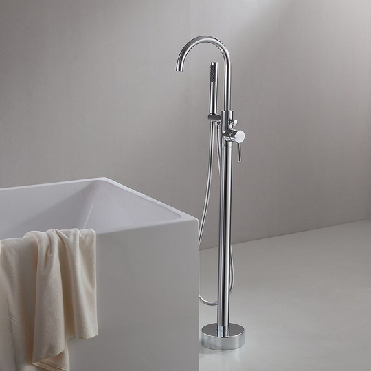 Freestanding bathtub mixer tap in chromed brass - Toralla