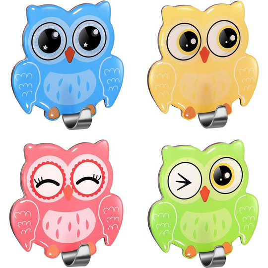 3M Owl Wall Hook Towel Holder Bathroom Stainless Steel Self Adhesive Waterproof and Oilproof for Kitchen Living Room and Office Children's Clothes