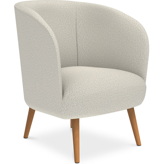 White Boucle armchair - upholstered - Wesna White Boucle, Wood, Wood, Polyester - White
