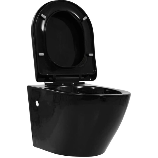 Vidaxl - Wall Hung Rimless Toilet Ceramic Black Black