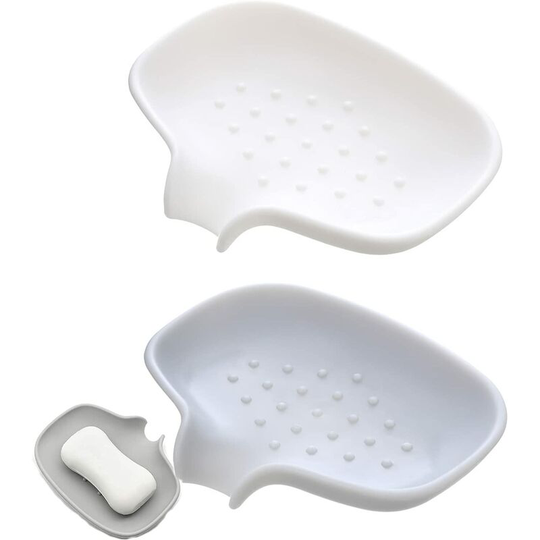 Perlerare - Drain For Soap Dish 2 Pieces Waterproof Soap Dish Box Soap Camping Soap Dish Travel Soap Dish For Kitchen Bathroom Room (off-white)