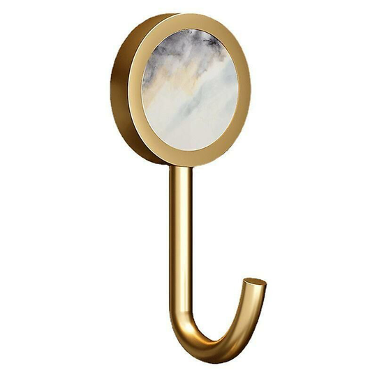 Ilovemilan - Set Of 2 Decorative Solid Brass Wall Hooks No Hole Shiny Gold Fancy Hook (pattern Hook)
